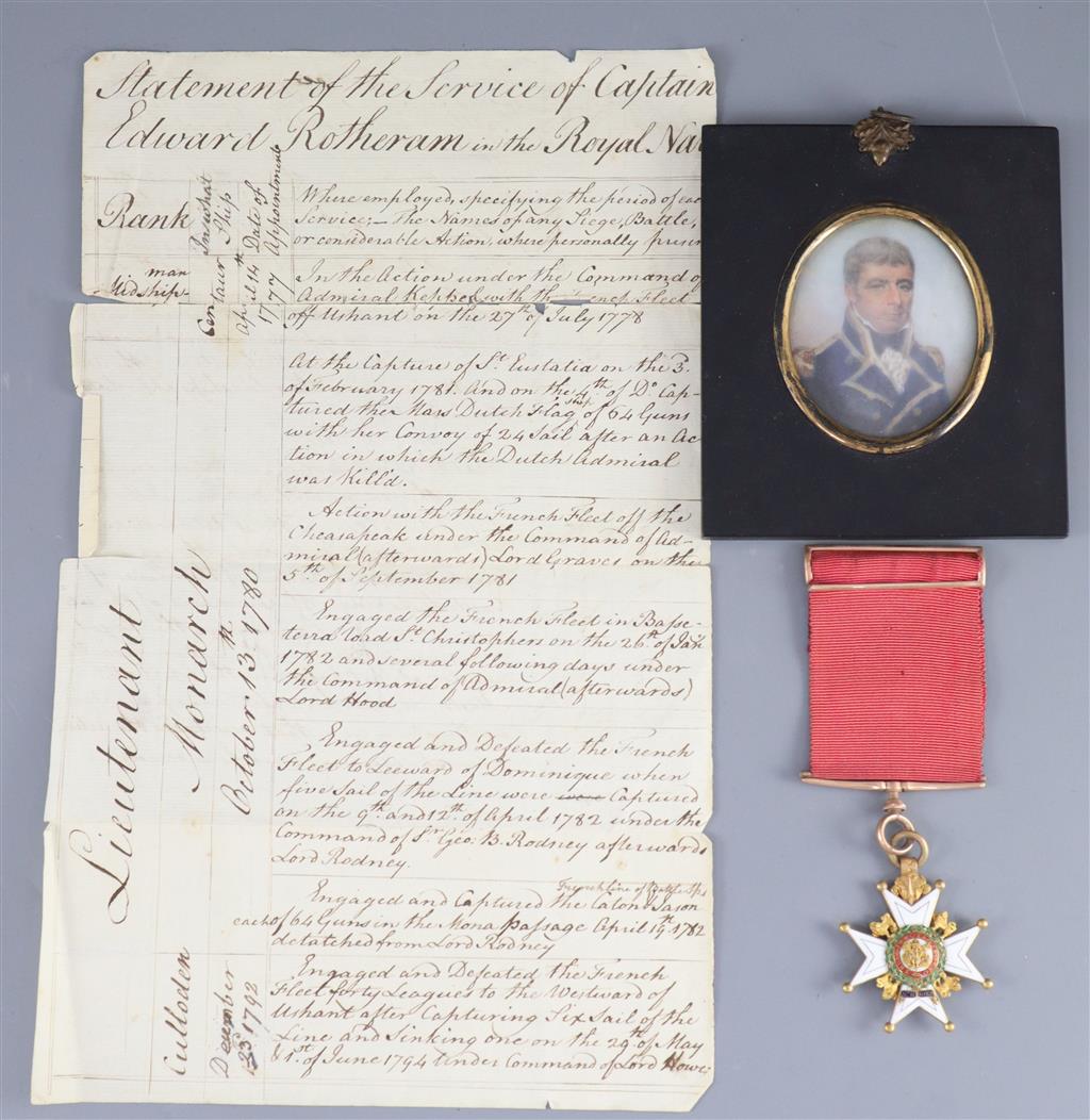 Battle of Trafalgar Interest. The Companion Military Order of the Bath awarded to Captain Edward Rotheram, HMS Royal Sovereign